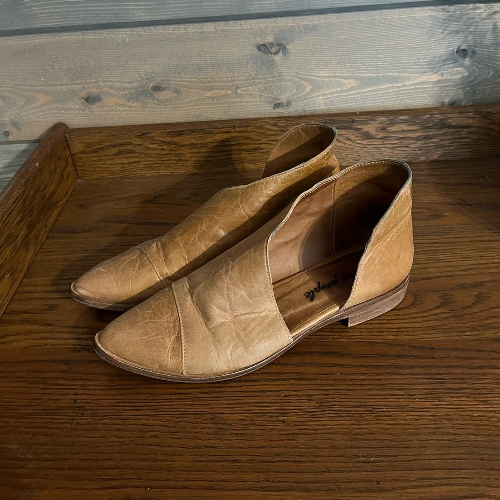 Free People Tan Leather Flats